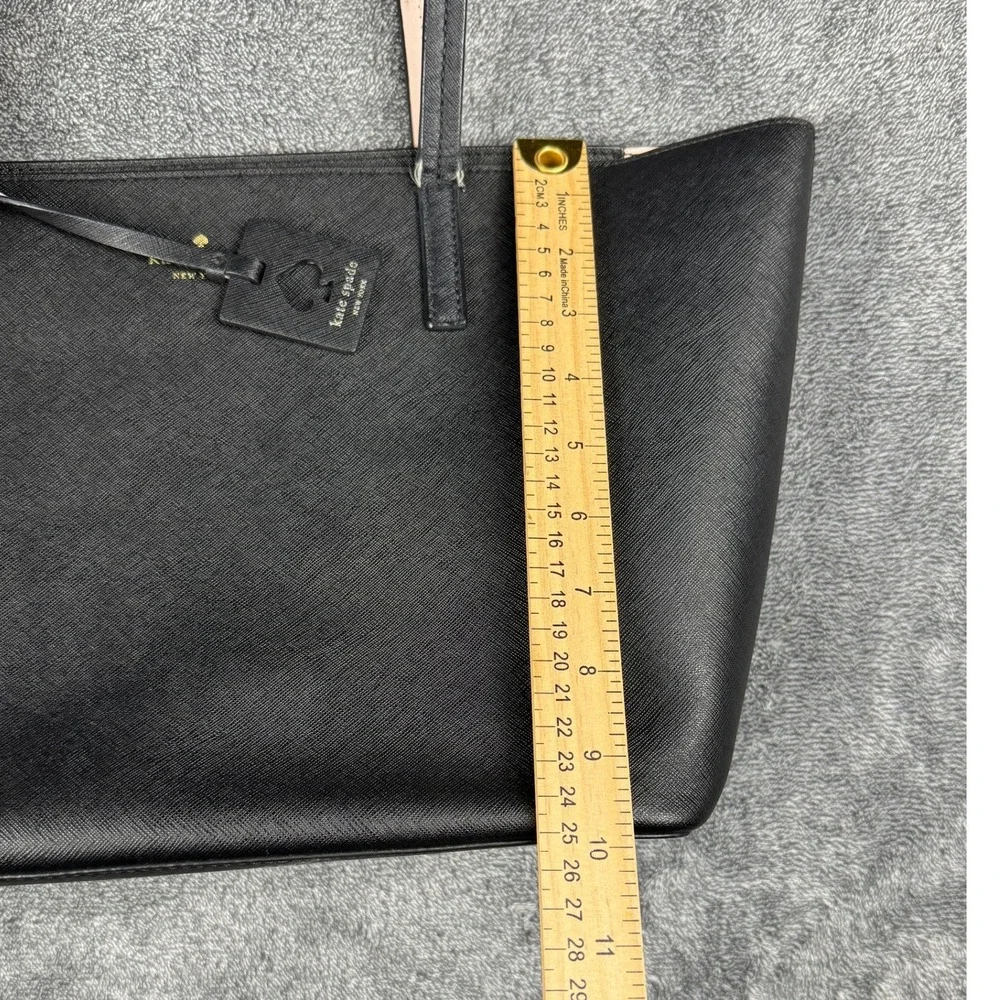 Kate Spade New‎ York Black Saffiano Leather Tote Bag Pink Interior V095